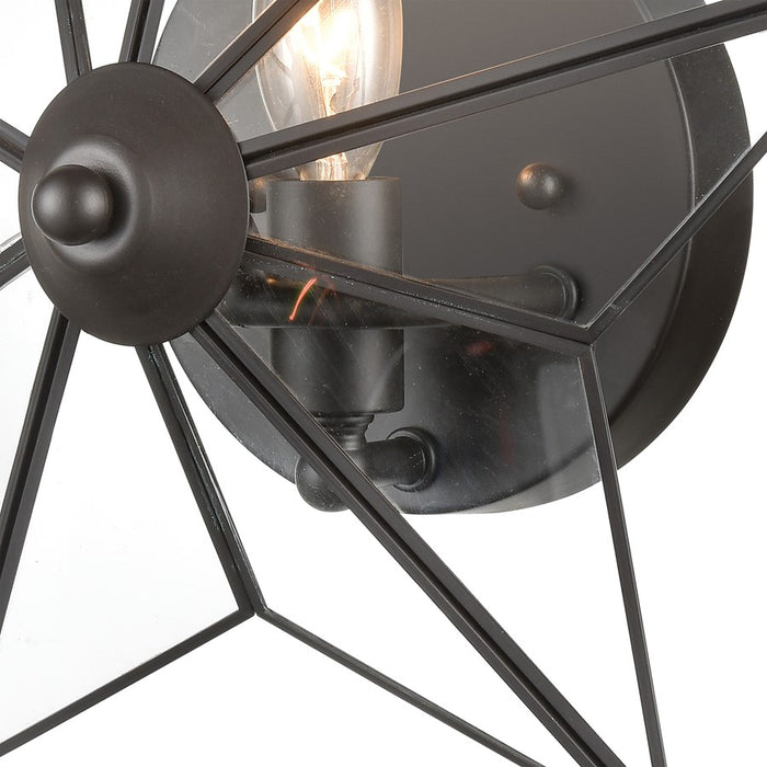 Atlas Lighting Moravian Star 12'' High 1Lt Sconce, Bronze/Clear
