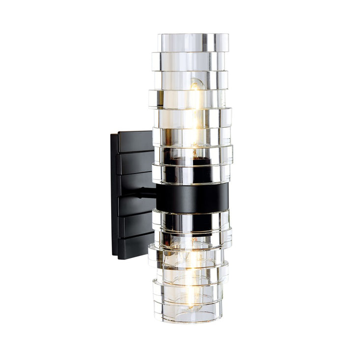Atlas Lighting Murano 13.5'' High 2Lt Sconce, Matte Black/Clear