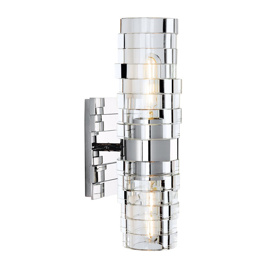 Atlas Lighting Murano 13.5'' High 2Lt Sconce, Chrome/Clear