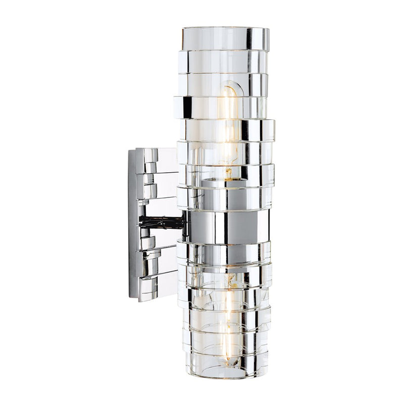 Atlas Lighting Murano 13in 2-Light Wall Sconce | Modern Chrome and Clear Glass | Hallway & Living Room | 6 x 5 x 13 in | Model WL11118-CH