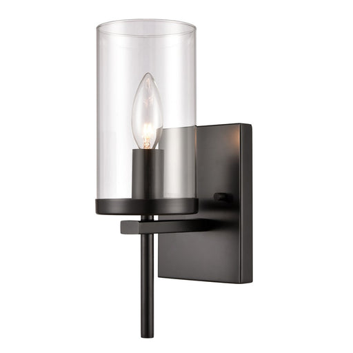 Atlas Lighting Oakland 12'' High 1Lt Sconce, Black/Clear