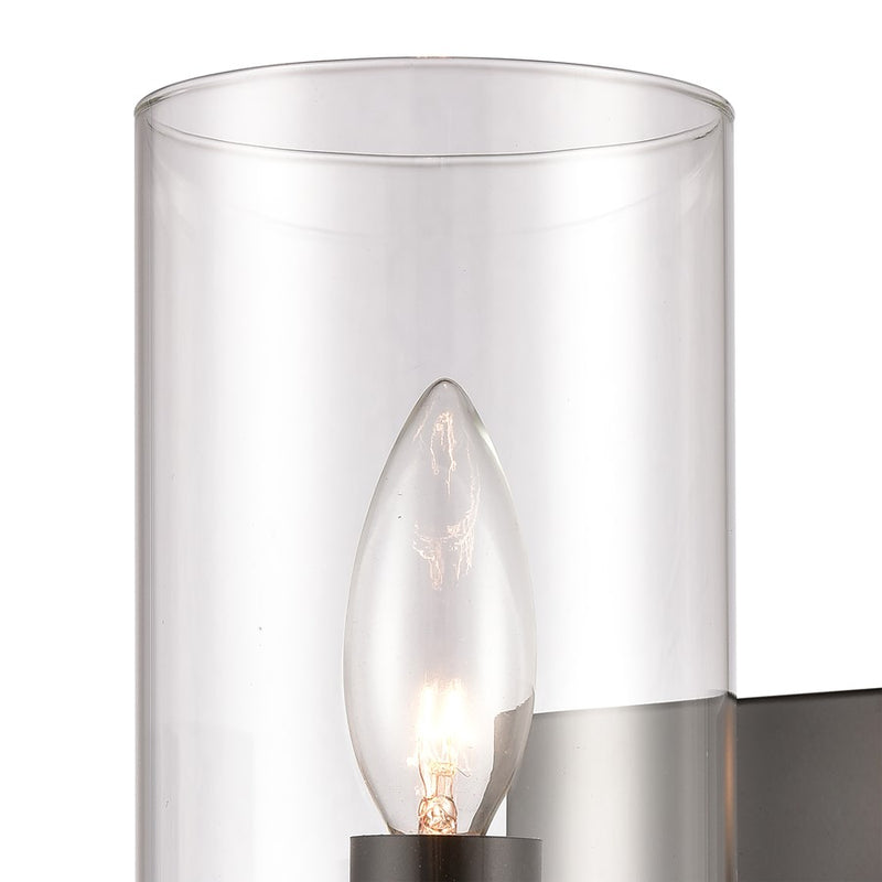 Atlas Lighting Oakland 12'' High 1Lt Sconce, Black/Clear