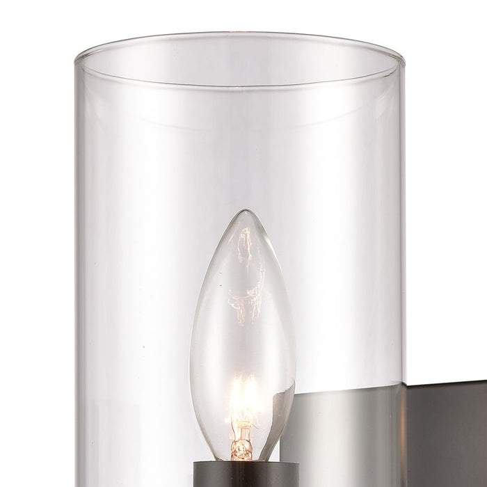 Atlas Lighting Oakland 12'' High 1Lt Sconce, Black/Clear