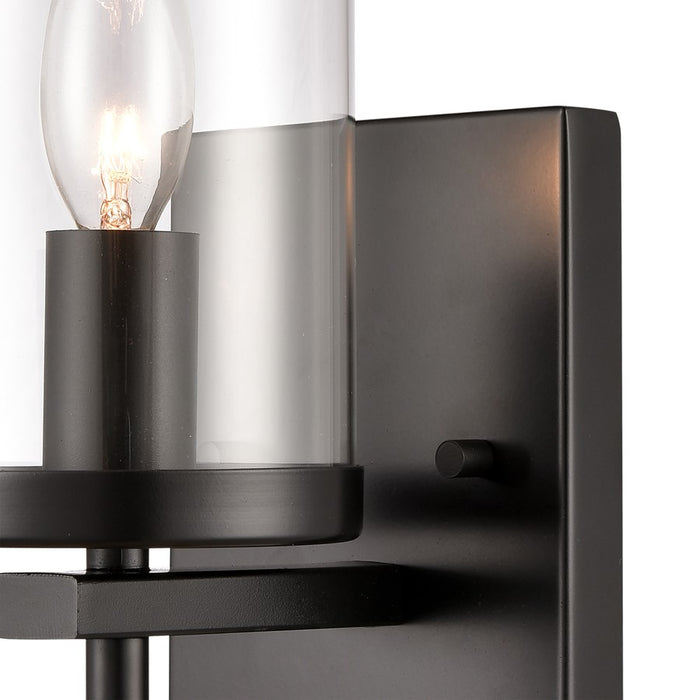 Atlas Lighting Oakland 12'' High 1Lt Sconce, Black/Clear