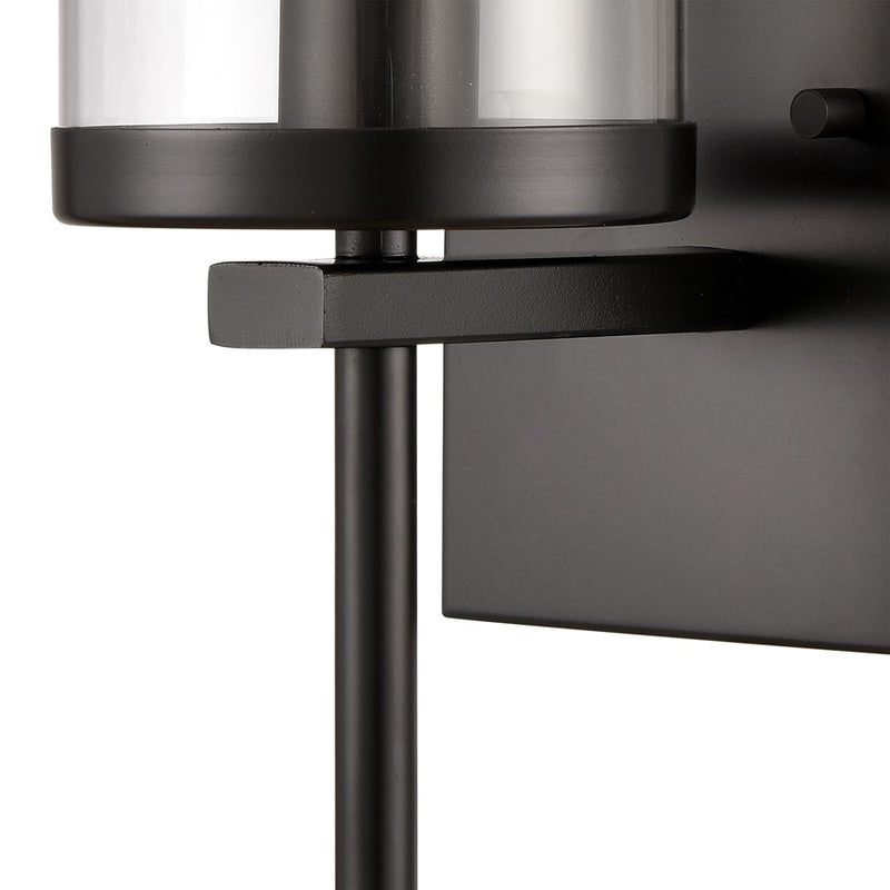 Atlas Lighting Oakland 12'' High 1Lt Sconce, Black/Clear