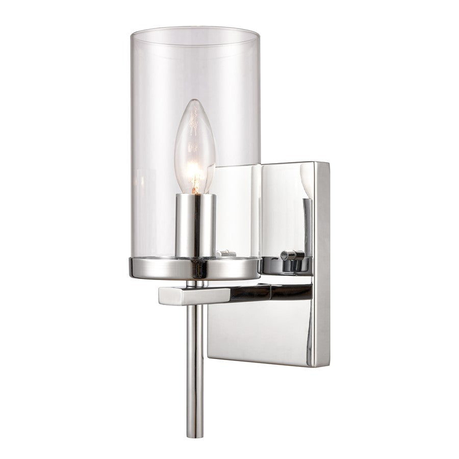 Atlas Lighting Oakland 12'' High 1Lt Sconce, Chrome/Clear