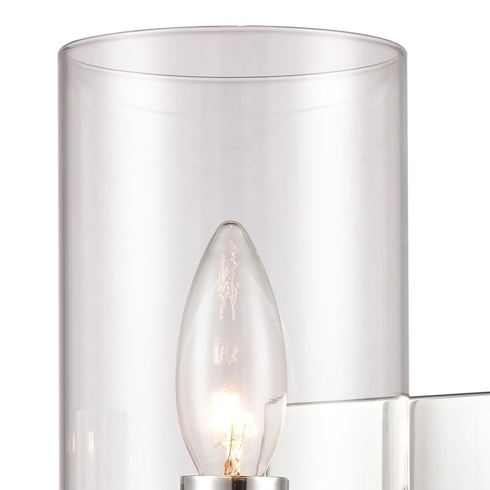 Atlas Lighting Oakland 12'' High 1Lt Sconce, Chrome/Clear