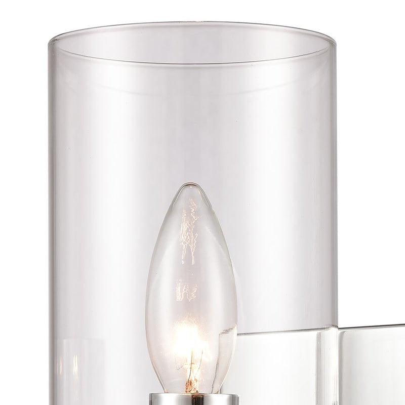 Atlas Lighting Oakland 12in 1-Light Wall Sconce | Modern Chrome and Clear Glass | Hallway & Bedroom Accent | 4.5 x 6 x 12 in | Model WL11121-CH
