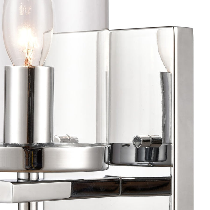 Atlas Lighting Oakland 12'' High 1Lt Sconce, Chrome/Clear