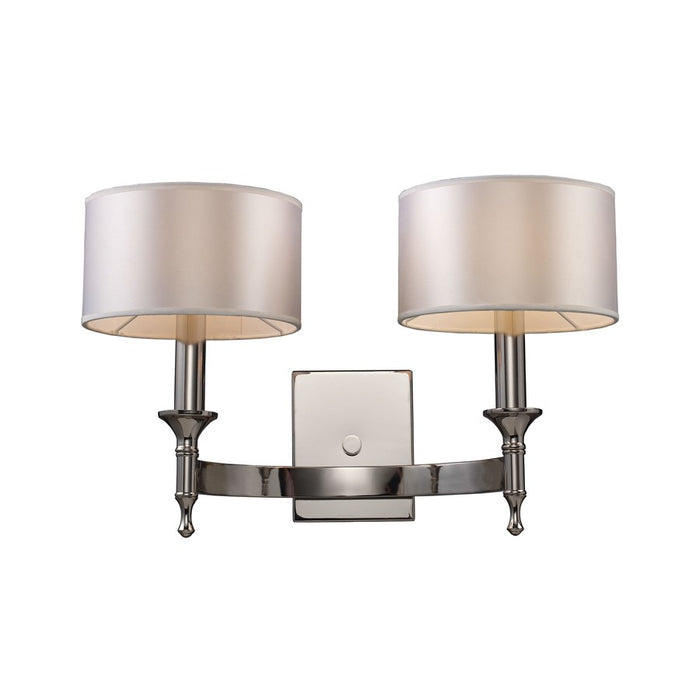 Atlas Lighting Pembroke 12'' High 2Lt Sconce, Polished Nickel/White