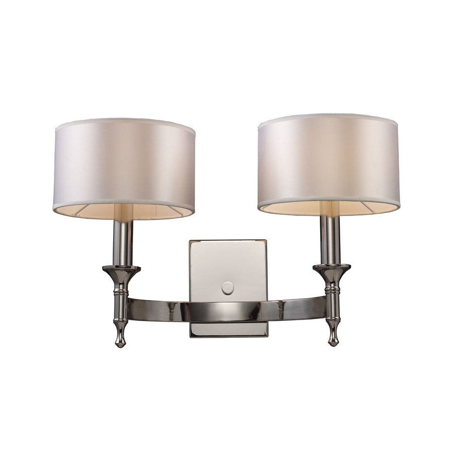 Atlas Lighting Pembroke 12'' High 2Lt Sconce, Polished Nickel/White