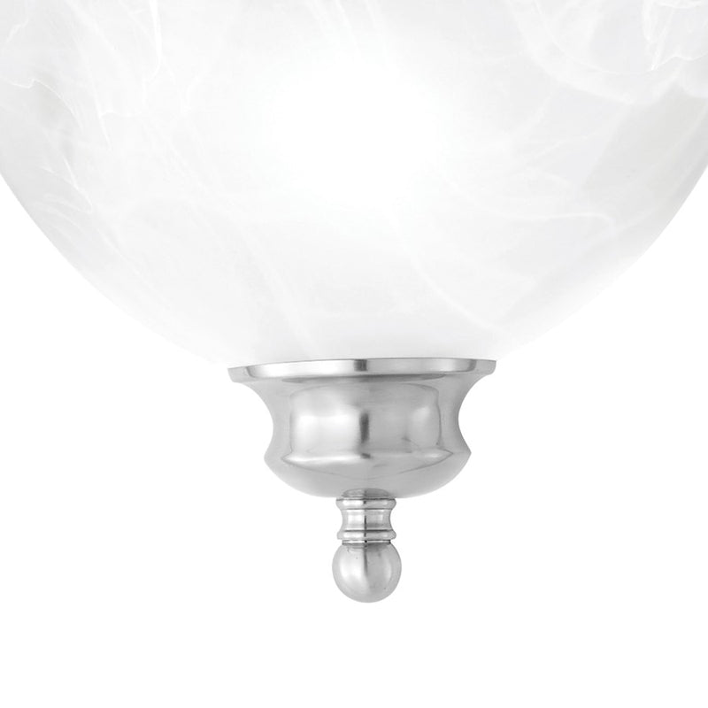 Atlas Lighting Prestige 14in 1-Light Outdoor Wall Sconce | Traditional Brushed Nickel and White Alabaster Glass | Entryway | Model WL11127-NK