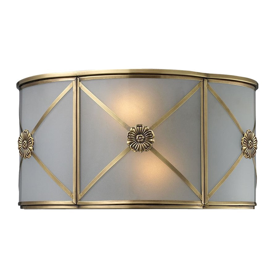 Atlas Lighting Preston 6.5'' High 2Lt Sconce, Brushed Brass/White