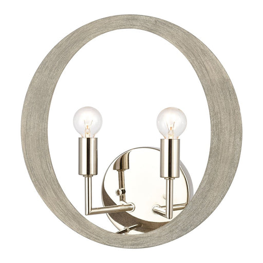 Atlas Lighting Retro Rings 12'' High 2Lt Sconce, Sandy Beechwood