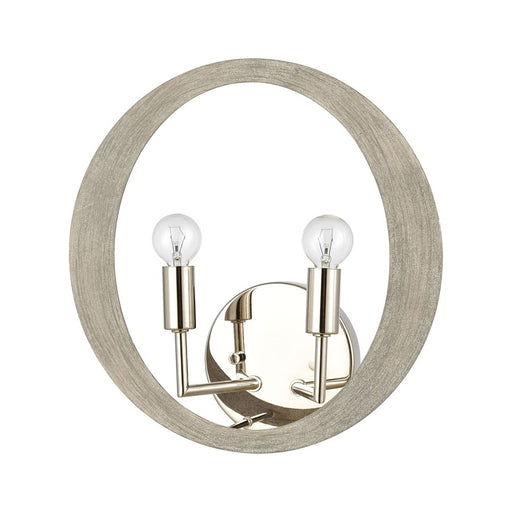 Atlas Lighting Retro Rings 12'' High 2Lt Sconce, Sandy Beechwood