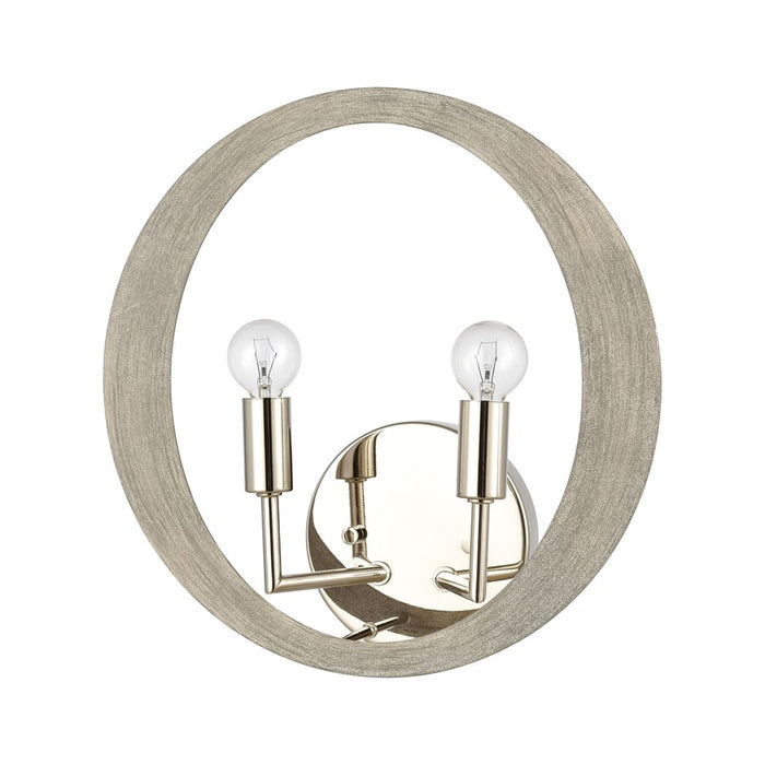 Atlas Lighting Retro Rings 12'' High 2Lt Sconce, Sandy Beechwood