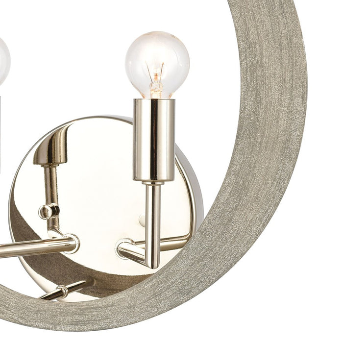 Atlas Lighting Retro Rings 12'' High 2Lt Sconce, Sandy Beechwood