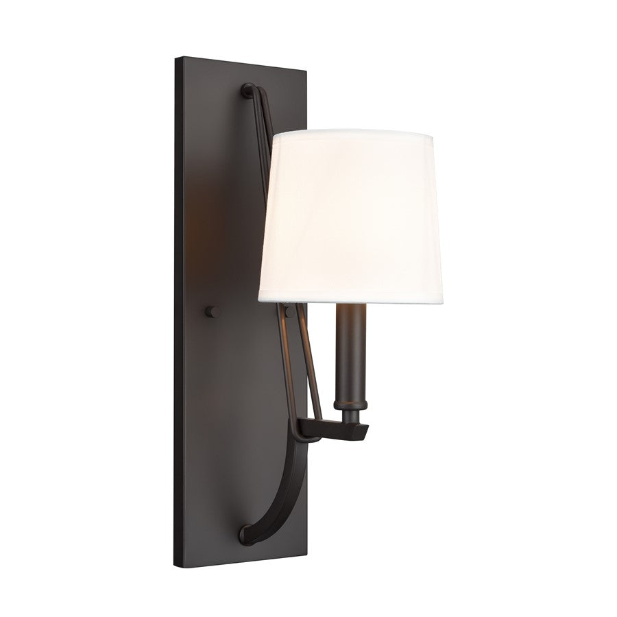 Atlas Lighting Robinson 16'' High 1Lt Sconce, Matte Black/Off White