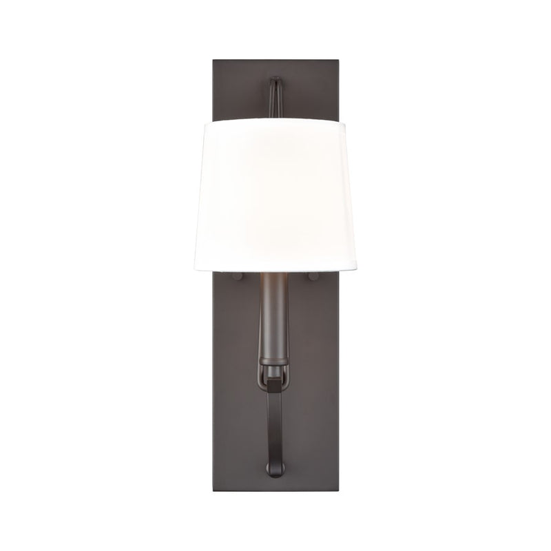 Atlas Lighting Robinson 16in 1-Light Wall Sconce | Matte Black and Off White Fabric | Bedroom & Hallway Accent | 5 x 8 x 16 in | Model WL11137-BK