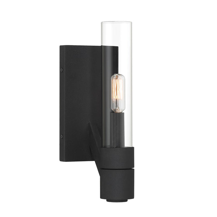 Atlas Lighting Rohe 12.5'' High 1Lt Sconce, Black Sand/Clear