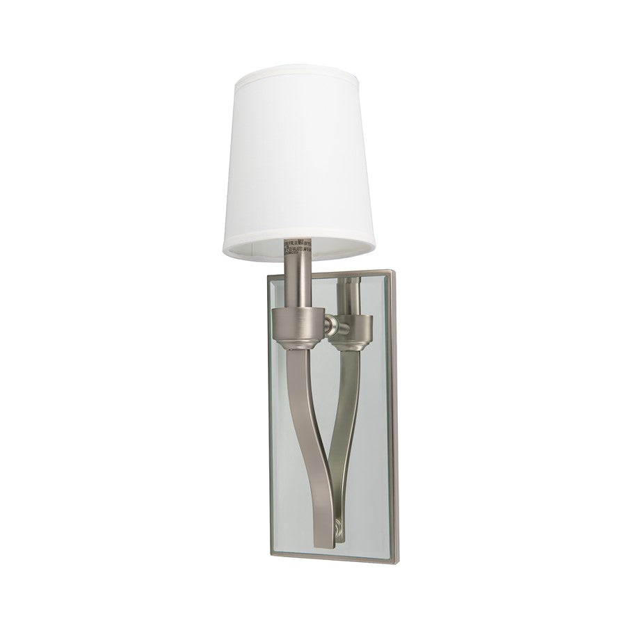Atlas Lighting Roule Mirror, 17'' High 1Lt Sconce, Nickel/White