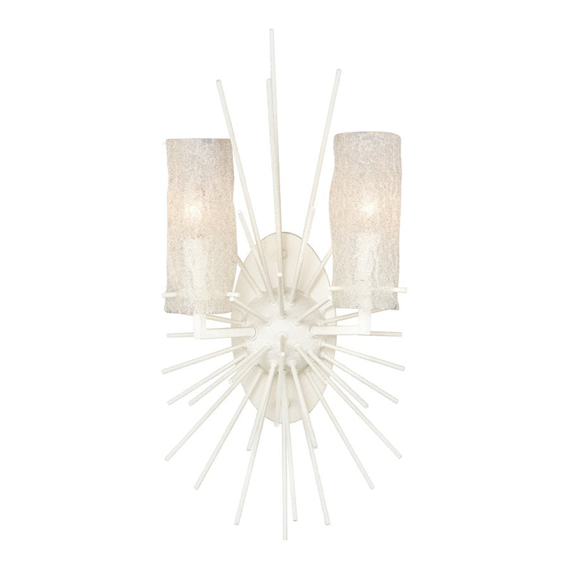 Atlas Lighting Sea Urchin 21in 2-Light Wall Sconce | Transitional White Coral and White Glass | Bedroom & Hallway Accent Light | Model WL11140-WH
