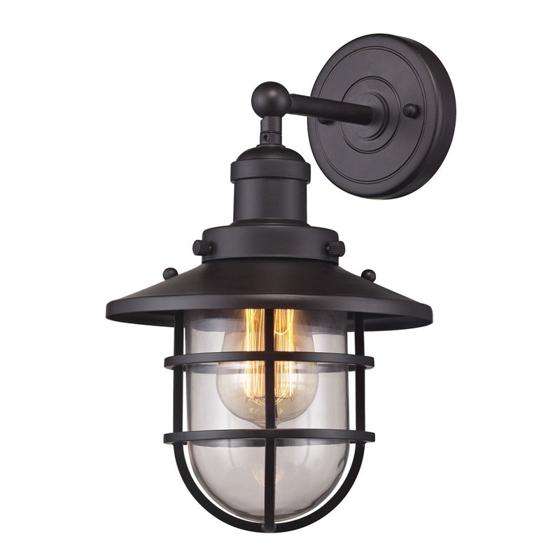 Atlas Lighting Seaport 13in 1-Light Wall Sconce | Transitional Oil Rubbed Bronze and Clear Glass | Bedroom & Hallway Accent Light | Model WL11141-BZ