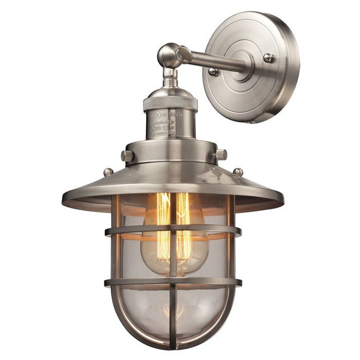 Atlas Lighting Seaport 13'' High 1Lt Sconce, Satin Nickel/Clear