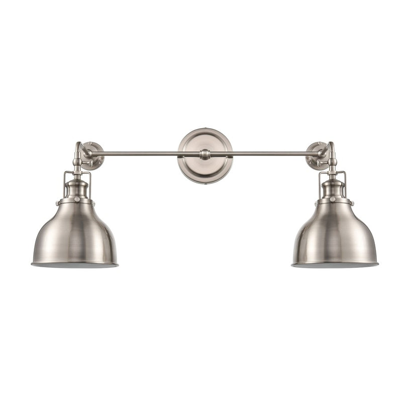Atlas Lighting Skillet 26in 2-Light Wall Sconce | Transitional Satin Nickel and Nickel Metal Shades | Kitchen & Farmhouse Accent | Model WL11143-NK