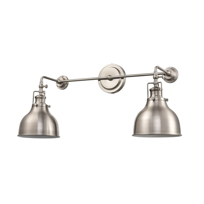 Atlas Lighting Skillet 12'' High 2Lt Sconce, Satin Nickel/Nickel