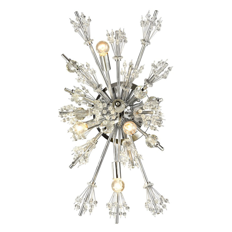 Atlas Lighting Starburst 26in 4-Light Wall Sconce | Modern Polished Chrome and Crystal | Living Room & Bedroom Accent Light | Model WL11148-CH
