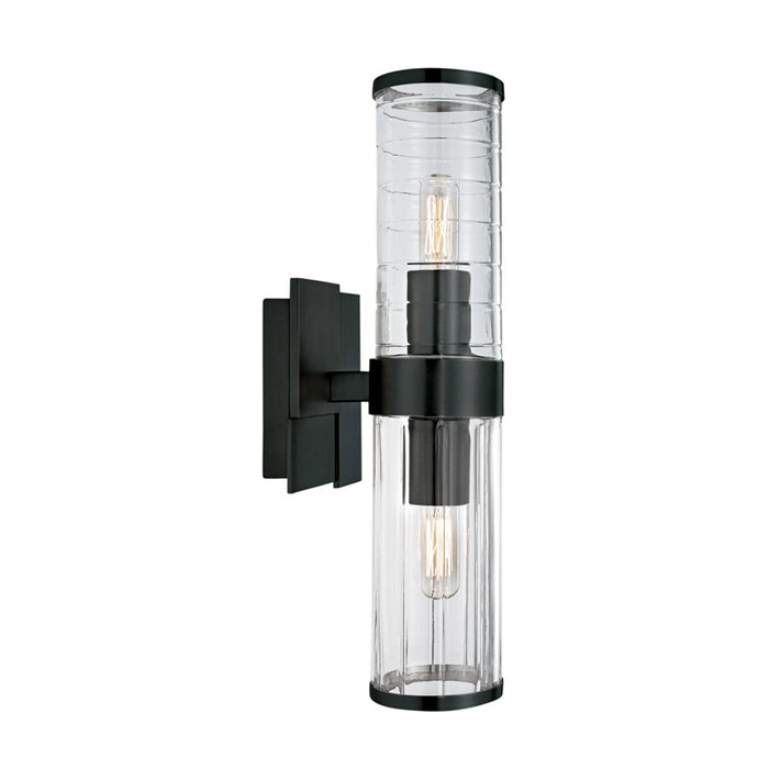 Atlas Lighting Stripe 15.25'' High 2Lt Sconce, Matte Black/Clear