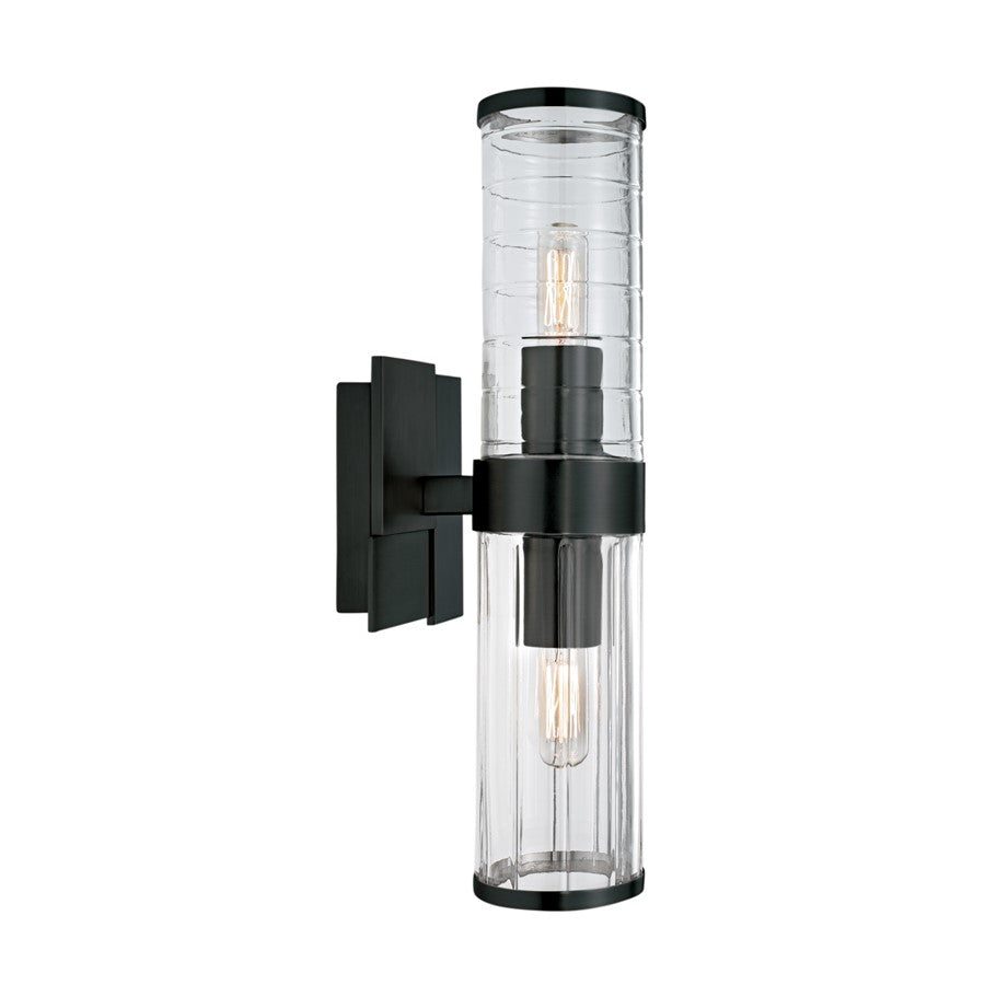 Atlas Lighting Stripe 15.25'' High 2Lt Sconce, Matte Black/Clear