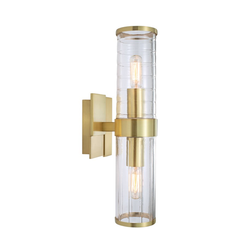 Atlas Lighting Stripe 15in 2-Light Wall Sconce | Transitional Satin Brass and Clear Glass | Bedroom & Hallway Accent Light | Model WL11151-BS