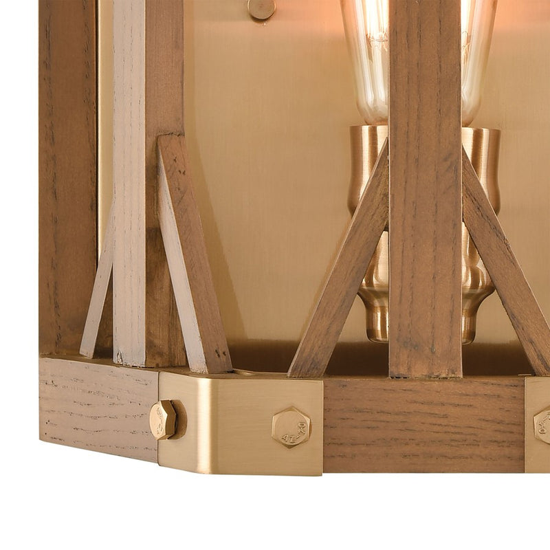 Atlas Lighting Structure 10'' High 1Lt Sconce, Medium Oak