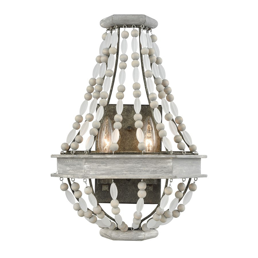Atlas Lighting Summerton 16'' High 2Lt Sconce, Washed Gray/Gray