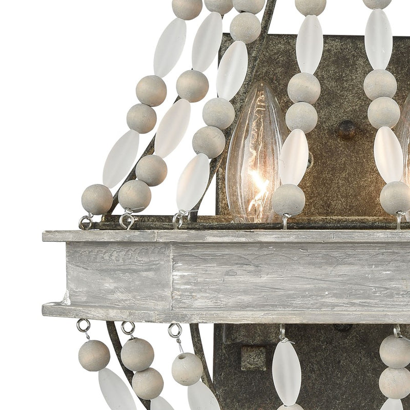 Atlas Lighting Summerton 16in 2-Light Wall Sconce | Traditional Graywash Wood and Gray Glass | Bedroom & Hallway Accent Light | Model WL11153-GY