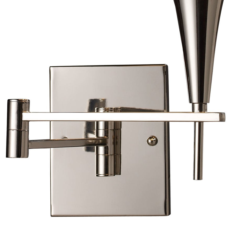 Atlas Lighting Swingarms 16in 1-Light Wall Sconce | Transitional Polished Chrome and White Fabric | Bedroom & Hallway | Model WL11155-CH