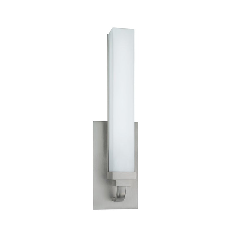 Atlas Lighting Tetris 16in Integrated LED Wall Sconce | Modern Brushed Nickel and White Glass | Bathroom & Hallway | Model WL11156-NK