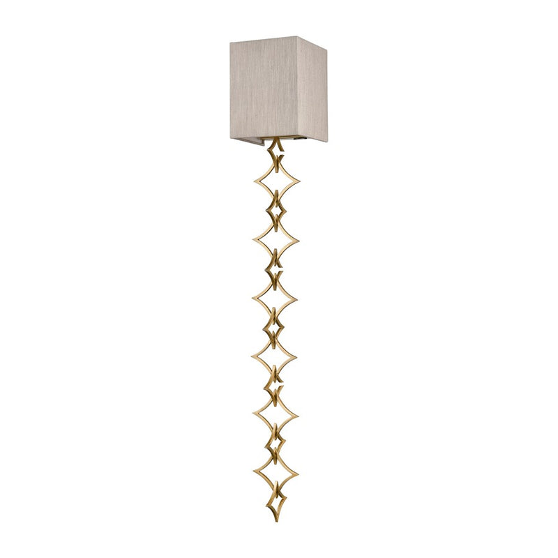 Atlas Lighting To the Point 33in 1-Light Wall Sconce | Antique Brass and Gold Fabric | Bedroom & Hallway | 5 x 5 x 33 in | Model WL11159-BS