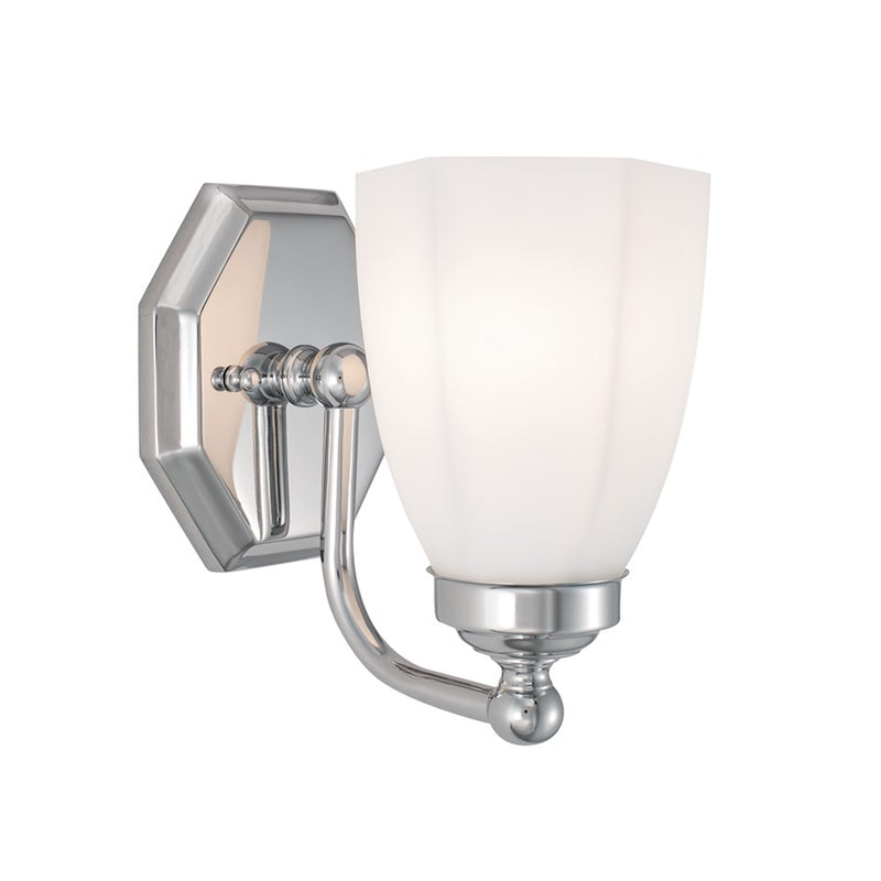 Atlas Lighting Trevi 7in 1-Light Wall Sconce | Traditional Chrome and White Glass | Hallway & Bedroom Accent | 7 x 5.5 x 7 in | Model WL11161-CH2