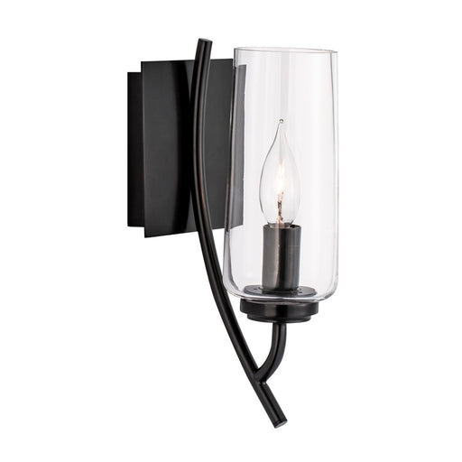 Atlas Lighting Tulip 11.75''H 1Lt Sconce, Acid Dipped Black/Clear