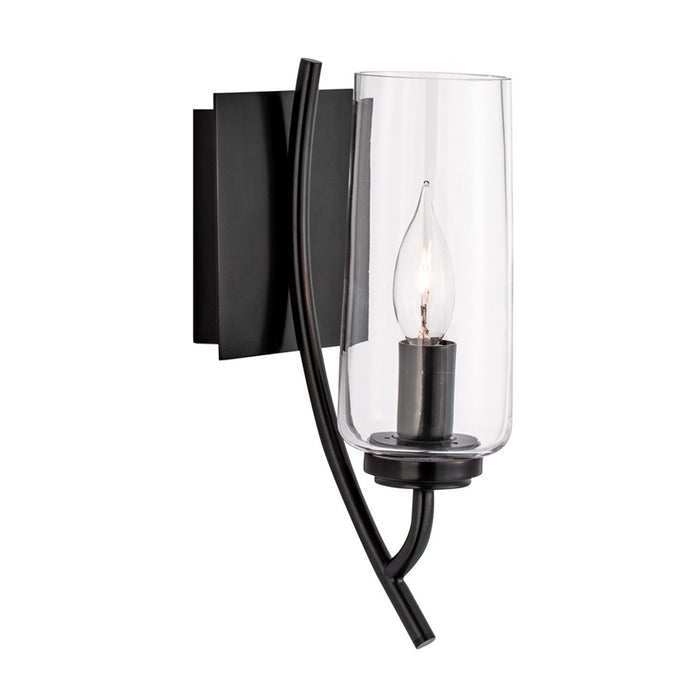 Atlas Lighting Tulip 11.75''H 1Lt Sconce, Acid Dipped Black/Clear