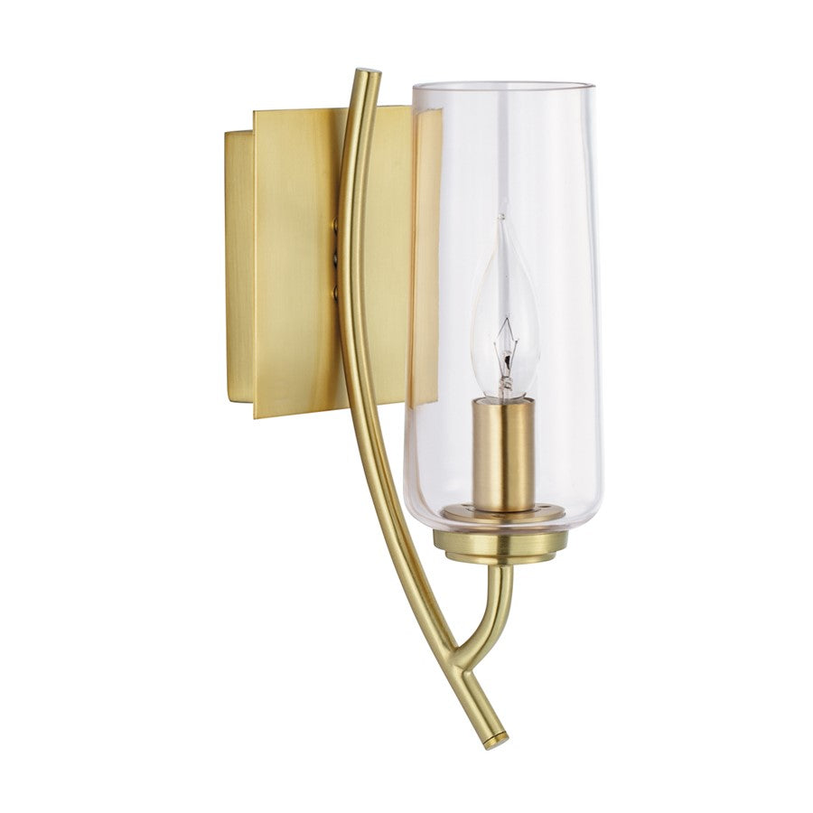 Atlas Lighting Tulip 11.75'' High 1Lt Sconce, Satin Brass/Clear