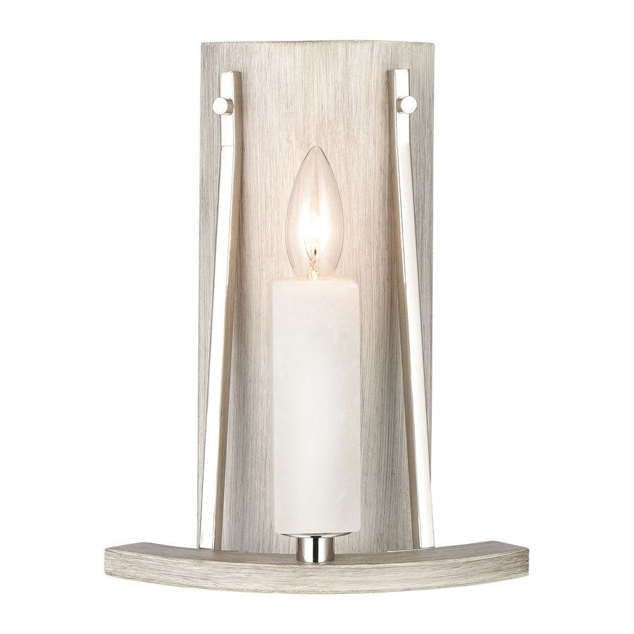 Atlas Lighting White Stone 12'' High 1Lt Sconce, Polished Nickel