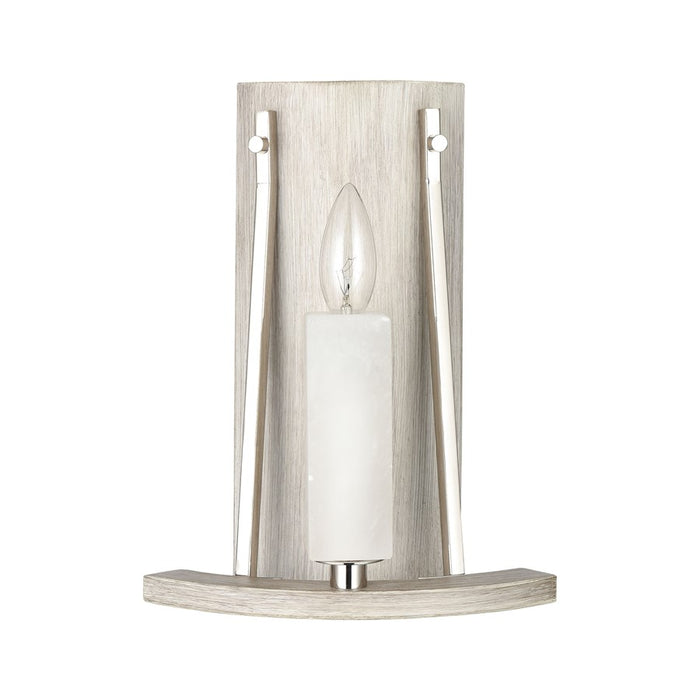Atlas Lighting White Stone 12'' High 1Lt Sconce, Polished Nickel