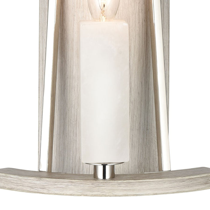 Atlas Lighting White Stone 12'' High 1Lt Sconce, Polished Nickel