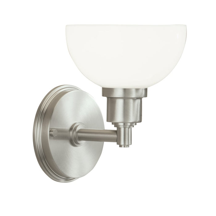 Atlas Lighting Whitman 8.5'' High 1Lt Sconce, Brushed Nickel/White