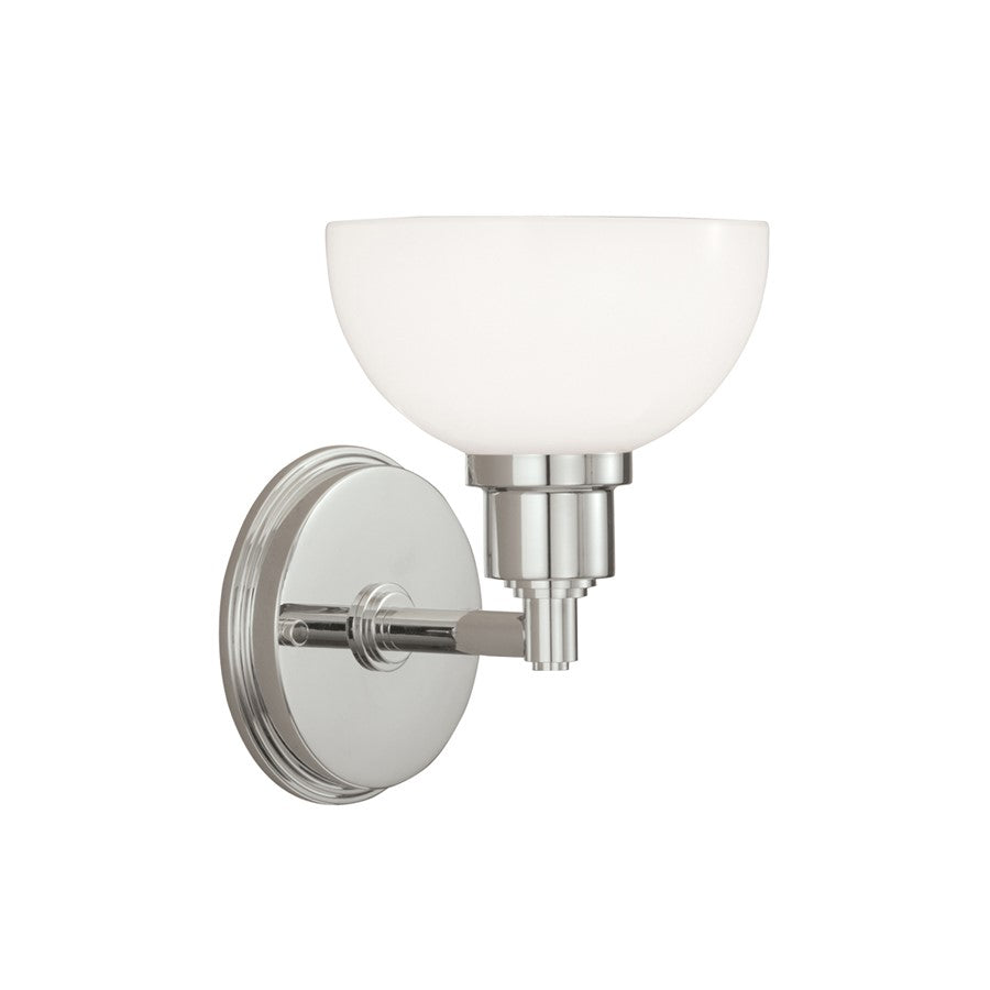 Atlas Lighting Whitman 8.5''H 1Lt Sconce, Polished Nickel/White