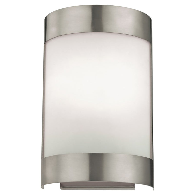 Atlas Lighting Zenith 10in 1-Light Wall Sconce | Modern Brushed Nickel and White Frosted Glass | Bedroom & Hallway | 7 x 4 x 10 in | Model WL11175-SV